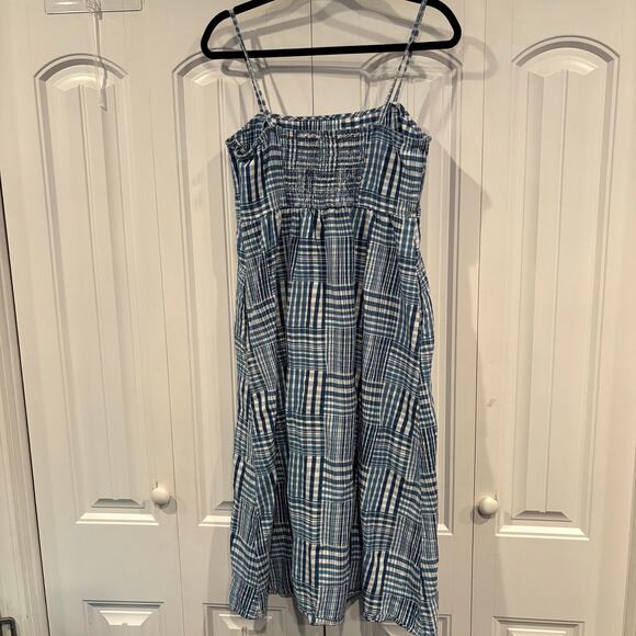 J. Crew Blue And White Plaid Midi Dress Size 6 - Picture 1 of 9